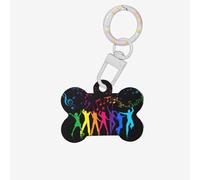 Dance with Music Printing 1 Pc Dog Bone Shape ID Tag Double Face con portachiavi Craft for Pets