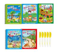 dancepandas Libro da Colorare con Acqua 5 Pezzi, Libro Magico da Colorare Acqua con 5 Penna Acqua,Riutilizzabili con Effetto Colore Magico,Bambini in Viaggio Attività di Pittura