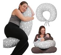 DancesCat Cuscino Gravidanza & Allattamento 100% Cotone | Cuscino Multifunzione per Tutta la Gravidanza e Dopo il Parto, Federa Rimovibile,Comfort per Mamma e Bambino