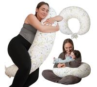 DancesCat Cuscino Gravidanza & Allattamento 100% Cotone | Cuscino Multifunzione per Tutta la Gravidanza e Dopo il Parto, Federa Rimovibile,Comfort per Mamma e Bambino