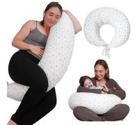 DancesCat Cuscino Gravidanza Sfoderabile, Cuscino Allattamento | Cuscino Multifunzione per Tutta la Gravidanza e Dopo il Parto, Federa Rimovibile,Comfort per Mamma e Bambino