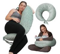 DancesCat Cuscino Gravidanza Sfoderabile, Cuscino Allattamento | Cuscino Multifunzione per Tutta la Gravidanza e Dopo il Parto, Federa Rimovibile,Comfort per Mamma e Bambino
