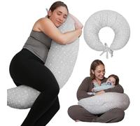 DancesCat Cuscino Gravidanza Sfoderabile, Cuscino Allattamento | Cuscino Multifunzione per Tutta la Gravidanza e Dopo il Parto, Federa Rimovibile,Comfort per Mamma e Bambino