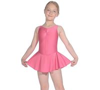 Dancewear Central Leotard with Skirt, Istdj-Body in Lycra con Gonna Ragazza, Rosa, 7-8 Anni