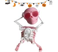Dancing and Swinging 3D Skull Toy, Funny 3D Dancing Skull Toy, Wind Up Skeleton Desktop Spring Clockwork Toys, Wiggling Desk Decor for Halloween Pranks (Pink)