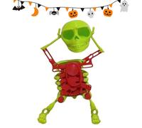 Dancing and Swinging 3D Skull Toy, Funny 3D Dancing Skull Toy, Wind Up Skeleton Desktop Spring Clockwork Toys, Wiggling Desk Decor for Halloween Pranks (Green)