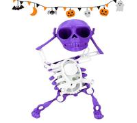 Dancing and Swinging 3D Skull Toy, Funny 3D Dancing Skull Toy, Wind Up Skeleton Desktop Spring Clockwork Toys, Wiggling Desk Decor for Halloween Pranks (Purple)
