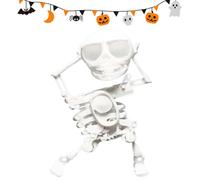 Dancing and Swinging 3D Skull Toy, Funny 3D Dancing Skull Toy, Wind Up Skeleton Desktop Spring Clockwork Toys, Wiggling Desk Decor for Halloween Pranks (White)