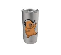 Dancing Capybara con cuffie Musica Design Bicchiere termico in acciaio inox doppia parete