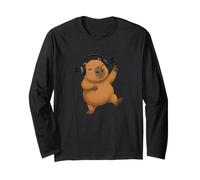 Dancing Capybara con Cuffie Musica Design Maglia a Manica