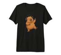 Dancing Capybara con Cuffie Musica Design Maglietta Premium