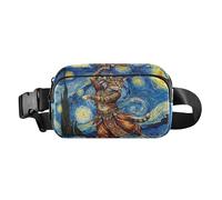 Dancing_cat_starry_night_oil elegante marsupio per uomo donna piccola borsa a tracolla con tracolla regolabile per viaggi vacanze corsa