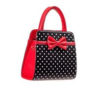 Dancing Days Carla Retro Bag 50s Rockabilly Polka Faux Leather Top Handle Handbag Black & Red
