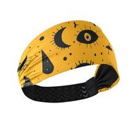 Dancing Eyes - Cerchietto antiscivolo arancione per donne, alla moda, elastiche, larghe, per capelli da donna, per ciclismo, pallavolo, corsa, ciclismo