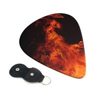 Dancing Fire - Confezione da 6 plettri per chitarra con porta plettri in pelle, portachiavi, custodia per plettri, arte astratta, per chitarra elettrica acustica, ukulele, 0,71 mm