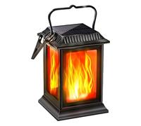 Dancing Flame Solar Lantern | Outdoor SolarPowered Hanging Light | Flickering Flame Decorative Lamp for Garden Patio Porch Backyard Camping Halloween | Solar Lantern Outdoor Lighting