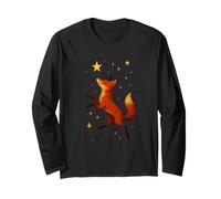 Dancing Fox Under Stars Giocoso Woodland Night Scene Art Maglia a Manica