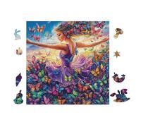 Dancing Girl with Butterflies Rompicapo 100 Pezzi Per Decorazione Murale Grande Formato Cartone Rigido Panoramico Per Pareti Ampie Stampa Ad Alta Definizione 28x28cm