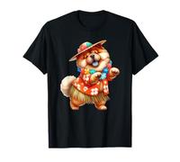 Dancing Hawaiian Chow Chow con Fiori Tropicali Cani Maglietta