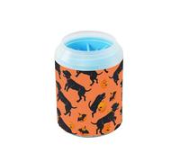 Dancing Labrador Dog Orange Black Pumpkin - Pulitore per zampe riutilizzabile con spazzola in silicone morbido, kit di pulizia per cani di taglia piccola e media e razze di gatti