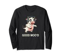 Dancing Mow Music DJ Good Mooh Mood Design Maglia a Manica