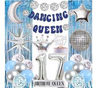 Dancing Queen - Decorazioni per 17° compleanno - 26 pezzi Young and Sweet Only 17 topper per torta da discoteca palloncini argento esplosivo palloncino compleanno regina fascia per mamma Mia
