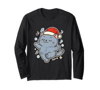 Dancing Santa Cat con Note Musicali Maglia a Manica