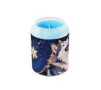 Dancing Siberian Husky Dog Pittura a olio Portatile Paw Cleaner Cup con Spazzola in Silicone Piedi Morbidi Spazzola da Bagno per Cani Gatti