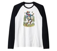 Dancing Skeleton & Banjo Western Country Music Vintage Maglia con Maniche Raglan