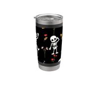 Dancing Skeletons with Wildflowers Spooky Halloween Pattern Bicchiere termico in acciaio inox doppia parete