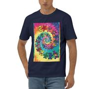 Dancing Thanksgiving Bear, camicia casual a maniche corte da uomo, in morbido tessuto elasticizzato, comoda, moderna per casa e salotto, blu navy, L