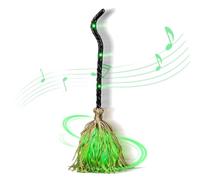 Dancing Witch Broom, Light Up Moving Prop With Spooky Sounds, 32.3 Inch | Automatic Dancing Motion Green Glowing Light Spooky Sound Effects Interactive Display For Porch Party Stage Photos Festival