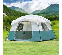 DanCoom Tenda da campeggio per 4/6 persone, facile da montare, impermeabile, con parapioggia, portatile, a doppio strato, grande tenda familiare per campeggio, cortile, esterno ed escursionismo, 300 x
