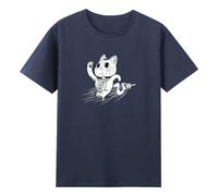 Dandadan Anime T-Shirt Divertente Gatto Girocollo Manica Corta Cotone Tee Donna Uomo Streetwear Harajuku Top, Marina Militare, M