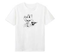 Dandadan Anime T-Shirt Divertente Gatto Girocollo Manica Corta Cotone Tee Donna Uomo Streetwear Harajuku Top, bianco, XL