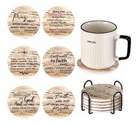 Dandat 12 sottobicchieri cristiani per bevande con versi della Bibbia sottobicchieri per bevande cristiane con retro in sughero sottobicchieri assorbenti per tavolino da caffè con supporto divertenti sottobicchieri in ceramica per regali per la casa