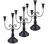 Dandat 3 candelabri in metallo a 3 bracci, in stile gotico, per casa, matrimonio, chiesa, feste di Natale (retrò, 30 cm, nero)