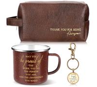 Dandat 3 pezzi regalo di ringraziamento per gli uomini apprezzamento dei dipendenti borsa da toilette in pelle 340,2 g tazza smaltata ispiratrice portachiavi motivazionale May You Be Proud segno per