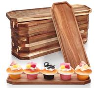 Dandat Confezione da 12 piatti da portata in legno di acacia, 40,6 x 12,7 cm, vassoio da portata rustico, rettangolare, per salumi, formaggi, decorazione domestica, dessert, verdure, frutta e biscotti
