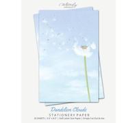Dandelion Clouds Stationery Paper: Half Letter Size Paper, Flower Themed, Letter Writing Paper, 25-sheets