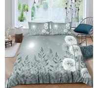 Dandelion fieldSet Di Copripiumino ultra Set di 3 Pezzi stampa di 3D con cerniera Nature black and white copripiumino incluso federe aiosa ultra morbido e traspirante for bambini King（220x240cm）