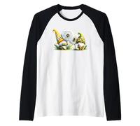 Dandelion Flower Graphic For Women With Funny Garden Gnomes Maglia con Maniche Raglan