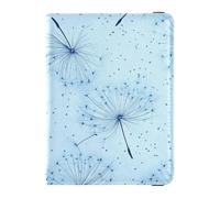 Dandelion Glory - Portafoglio in pelle blu per passaporto e carte di vaccino, porta passaporto, badge, carta d'identità, vaccino, portafoglio ultra sottile, Dente di leone gloria blu, 1 size