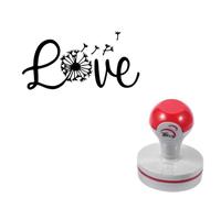 Dandelion Love Script timbro autoinchiostrante in gomma per planner 4,1 cm | Script d'amore con tarassaco "O" e semi alla deriva, inchiostro nero. Per bullet journal, scrapbooking