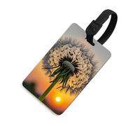 Dandelions at Sunset Etichette per bagagli con carta d'identità, etichette resistenti per borse da viaggio, etichette impermeabili per valigie, zaini e custodie da viaggio, stile nero