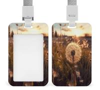 Dandelions at Sunset Porta badge trasparente con cordino staccabile Custodia verticale in plastica rigida protegge carte d'identità da lavoro e carte di credito per ufficio fabbrica