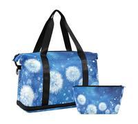 Dandelions - Borsone sportivo da viaggio con cinghia regolabile, impermeabile, colore: bianco, Denti di leone bianchi, 1 size