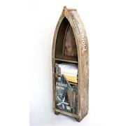 DanDiBo 7309 - Scaffale a forma di barca, in legno anticato, colore: marrone