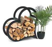 DanDiBo 96469 - Scaffale per legna da ardere e legna da ardere in metallo, colore: nero, 52 cm