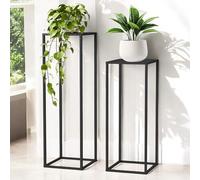 DanDiBo 96587 - Supporto per piante in metallo, 100 cm e 80 cm, rettangolare, set da 2 pezzi, tavolino alto, sgabello per fiori, design moderno